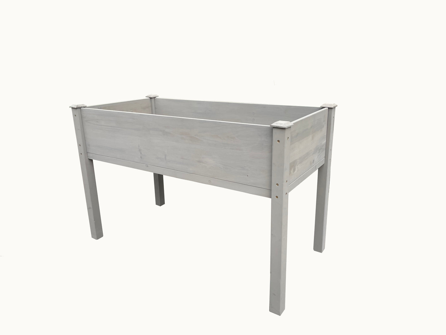 BTExpert 4ft Raised Garden Bed with Legs, 48x24x30in Grey Wood Planter Box with Liner for Vegetables, Flowers, Patio, Balcony