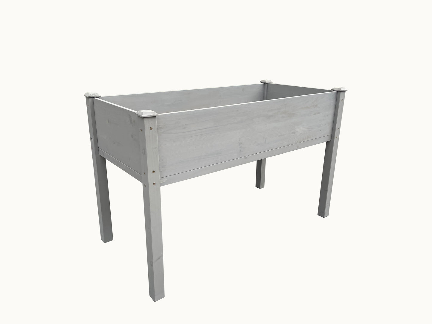 BTExpert 4ft Raised Garden Bed with Legs, 48x24x30in Grey Wood Planter Box with Liner for Vegetables, Flowers, Patio, Balcony