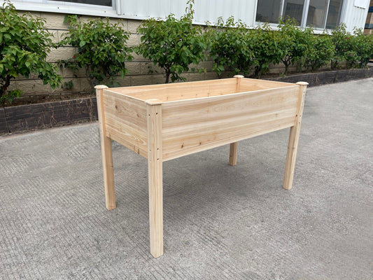 BTExpert 4ft Raised Garden Bed with Legs, 48x24x30in Natural Wood Planter Box with Liner for Vegetables, Flowers, Patio/Balcony