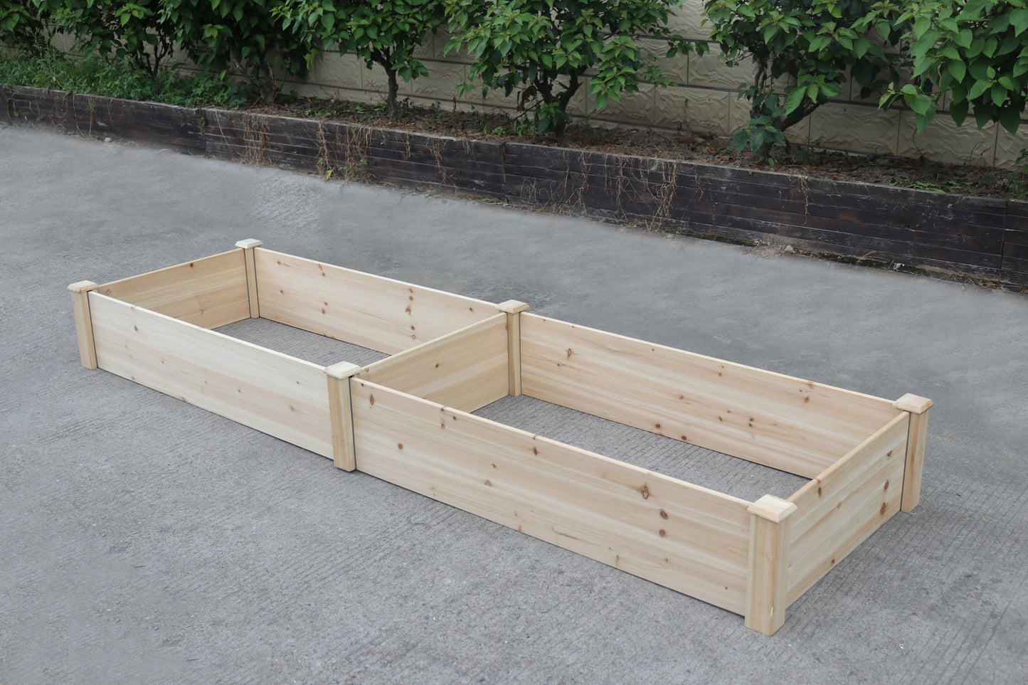 BTExpert 8ft x 2ft Raised Garden Bed Divisible Wooden Planter Box for Vegetables, Flowers, Patio, Balcony, Backyard, with Liner - Clear Natural