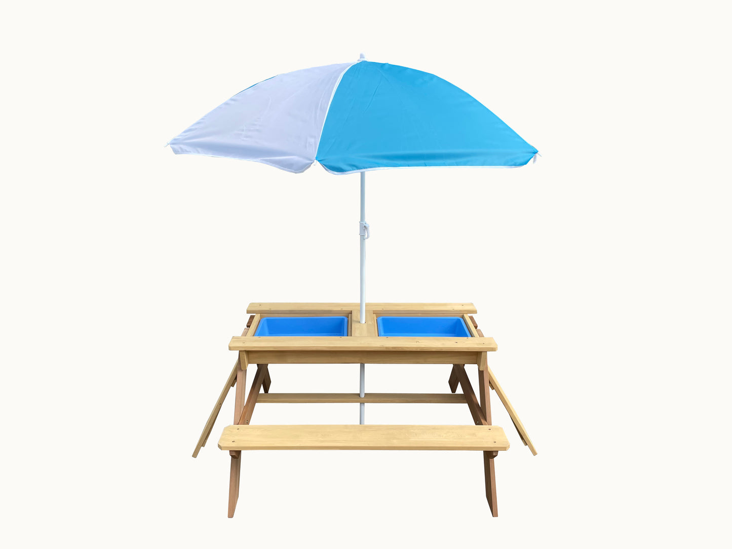 BTExpert Kids 3-in-1 Sand Water Activity Table Outdoor Convertible Bench 2 Play Boxes Toy Set 37 x 35