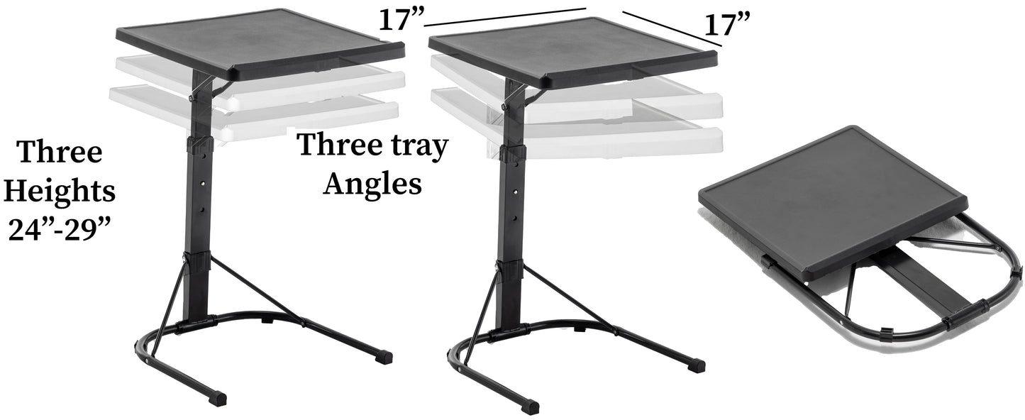 BTExpert Tray Table, Folding Table Trays 3 Adjustable Height & 3 Angle, for Laptop & Couch - Set of 2