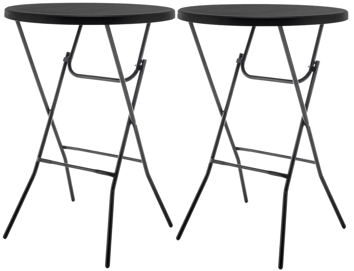 BTExpert 32" Round Black Bar-Height Folding Table 43" Granite Plastic, Commercial Portable for Wedding, Party, Kitchen, Outdoor Use - Set of 2