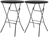 BTExpert 32" Round Black Bar-Height Folding Table 43" Granite Plastic, Commercial Portable for Wedding, Party, Kitchen, Outdoor Use - Set of 2