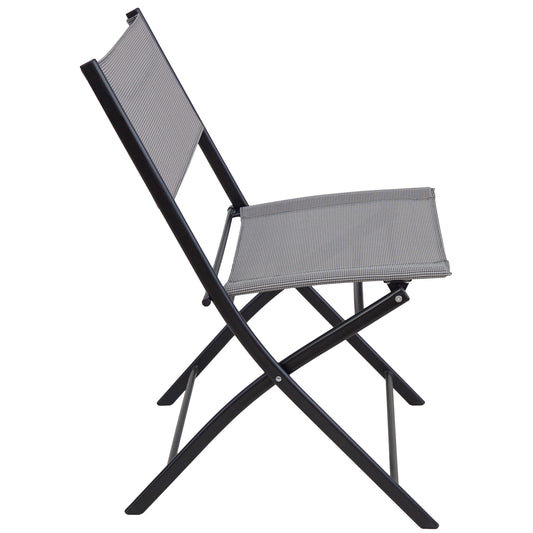 BTExpert set Portable Folding Table & two Chair Heavy Duty Gray Dining Home Garden 3-Piece