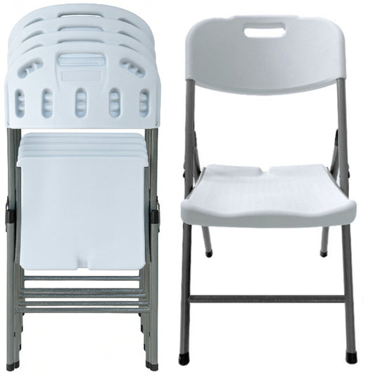 BTEXPERT White Folding Chair Steel Frame Commercial Foldable Chair HDPE Event Chair Indoor Outdoor Wedding Party Picnic Kitchen Dining Church School