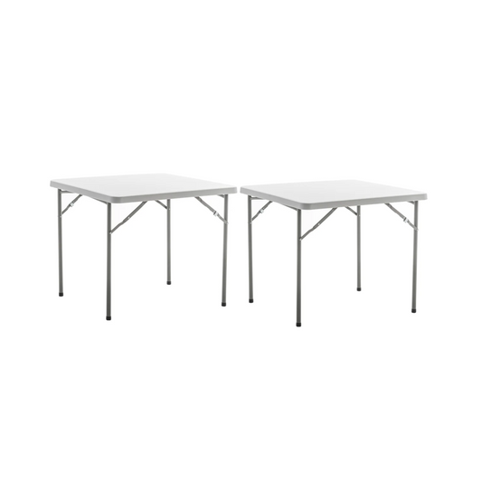 BTExpert 3FT Square Granite White Plastic Folding Table Portable for home indoor outdoor lightweight - Set of 2