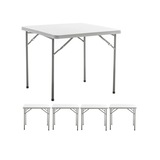 BTExpert 34" Square Granite White Plastic Folding Table Portable for home indoor outdoor lightweight - Set of 5