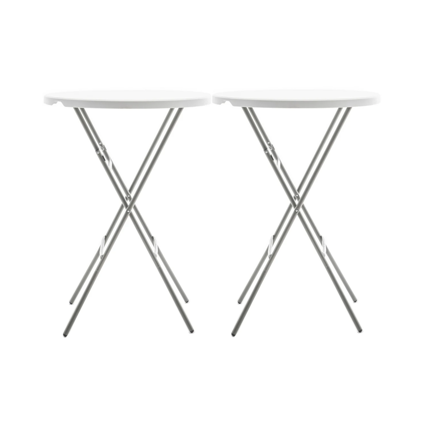 BTExpert 32" Round 43" Bar Height White Granite Folding Table Portable Commercial Banquet Card Plastic Outdoor - Set of 2