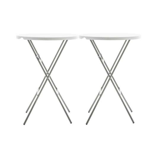 BTExpert 32" Round 43" Bar Height White Granite Folding Table Portable Commercial Banquet Card Plastic Outdoor - Set of 2