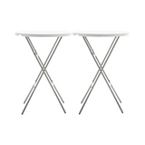 BTExpert 32" Round 43" Bar Height White Granite Folding Table Portable Commercial Banquet Card Plastic Outdoor - Set of 2