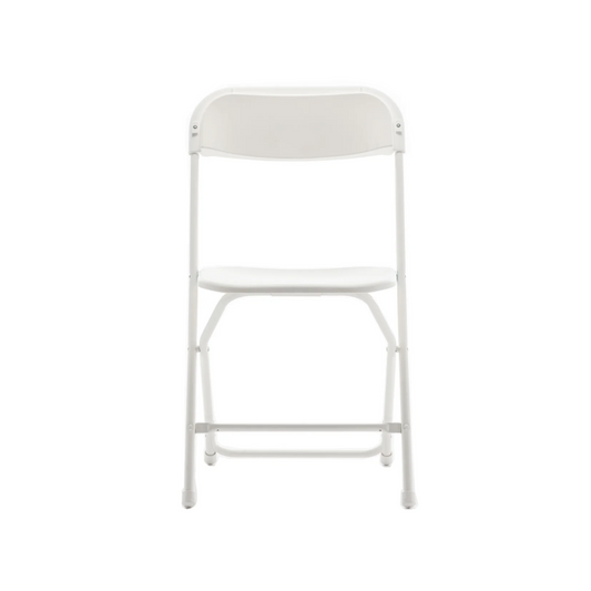 BTExpert White Plastic Folding Chair, Steel Frame, High Capacity, Lightweight for Office, Wedding, Party, Picnic, Dining, School
