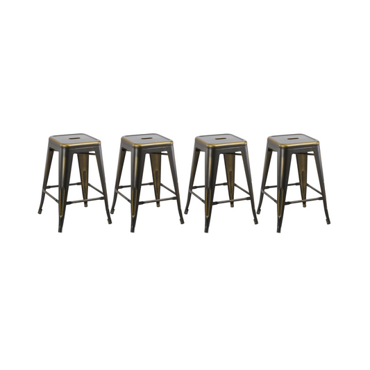 24" inch Industrial Vintage Antique Copper Distressed Counter Bar Stool - Set of 4