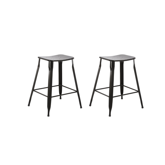 BTExpert 24" inch Metal Vintage Stackable Black Slim Counter Bar Stool - 2 barstools
