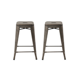 24" Industrial Antique Rustic Distressed Metal Barstools - 2 Pack