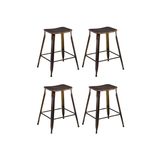 24" Industrial Metal Antique Distressed Copper Slim Counter Bar Stool - Set of 4