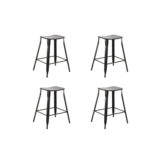 24" Industrial Metal Vintage Black Slim Backless Counter Bar Stool 4 barstools