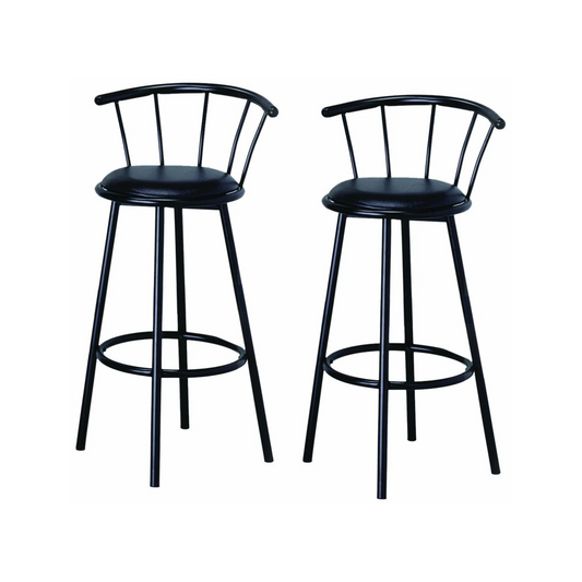 BTExpert 29" Black Finish Swivel Dining BarStool Chairs - 2 Pack