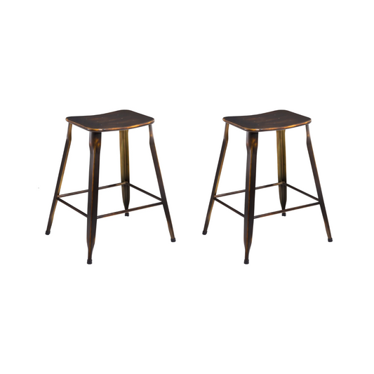 BTExpert 24" Metal Stackable Antique Distressed Copper Slim Backless Counter Bar Stool - 2