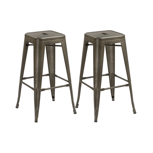 BTExpert 30" inch Industrial Metal Antique Copper Distressed Counter Bar Stool - Set of 2