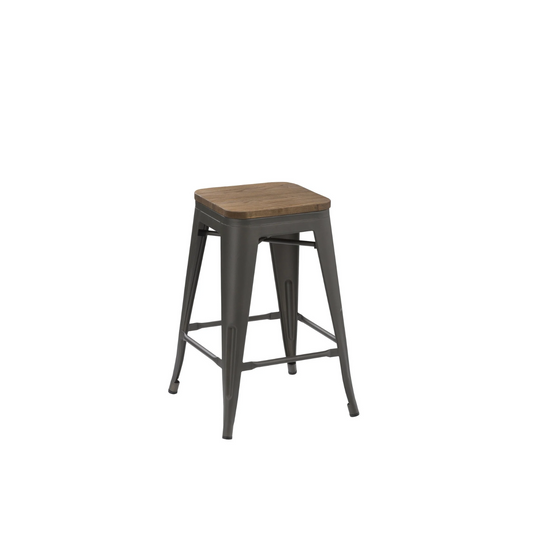BTExpert 30" Metal Vintage Gunmetal Rustic Counter Bar Stool Modern Wood seat 4 barstools
