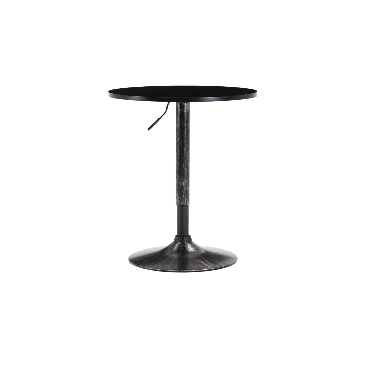 BTExpert Adjustable Metal Bar Table, 31.5" Round Wood Top, Swivel Pub Bistro Style w/ Rustic Black-Gold Base