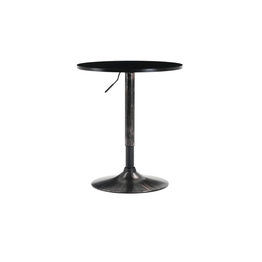 BTExpert Adjustable Metal Bar Table, 31.5" Round Wood Top, Swivel Pub Bistro Style w/ Rustic Black-Gold Base