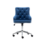 BTExpert Adjustable Velvet Navy Blue Tufted Leisure Chrome Nail Head Trim Upholstery Home Office Chair