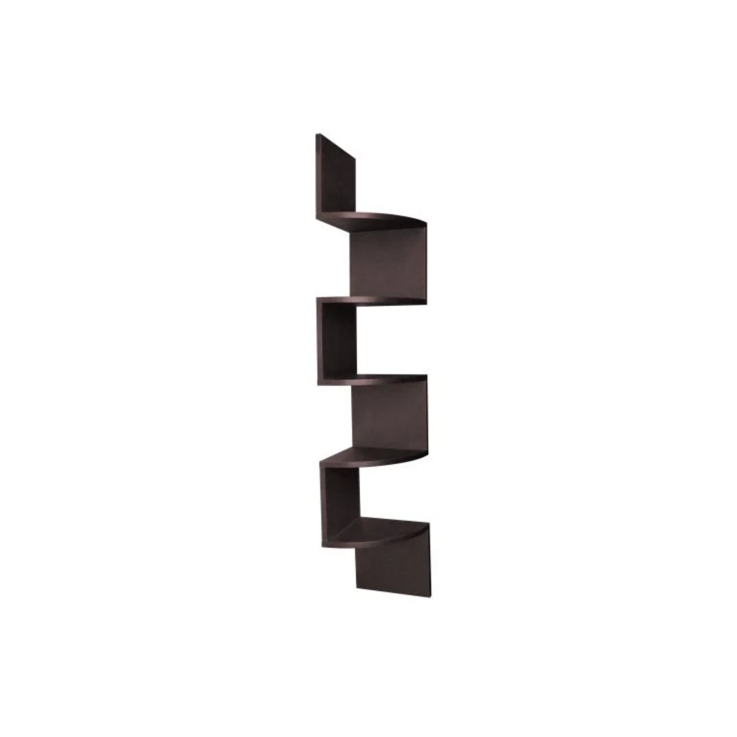 BTExpert Brown Finish Large Corner Zig Zag Wallmount Wall Shelf decor