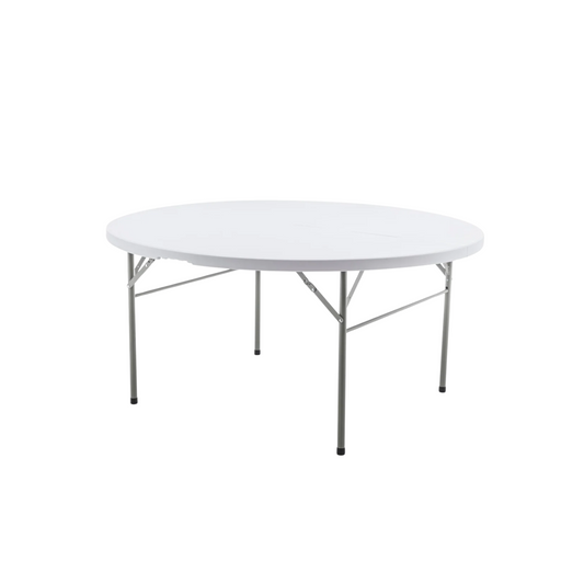 BTExpert White 60" Round Folding Table, Commercial Portable Plastic for Indoor Outdoor Patio, Dining, Wedding, Party, Home