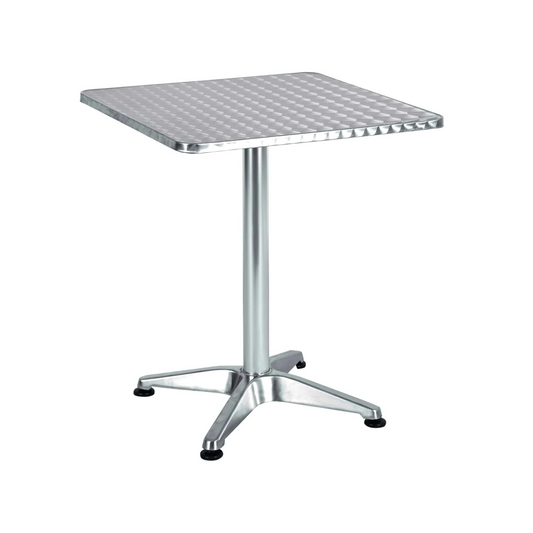 BTExpert Indoor Outdoor 23.75" Square Patio Restaurant Table Stainless Steel Silver Aluminum with Base