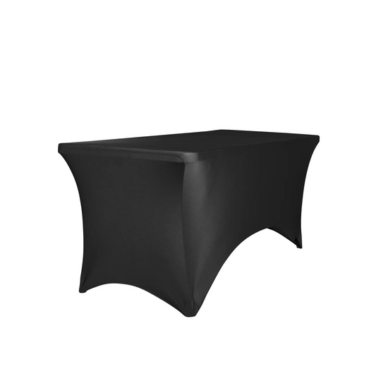 BTExpert Stretchable Black Tablecloth, Fitted Spandex Covers for 6ft Folding Table, Wedding Party