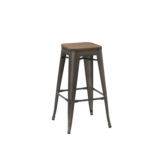 BTExpert 30" Modern Industrial Metal Bar Stool, Stackable Steel Frame with Wood Top