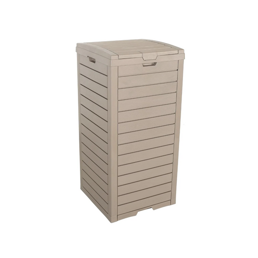 BTExpert Outdoor Trash Can Waterproof Resin Bin with Double Lid, Drip Tray, Hidden Design for Patio