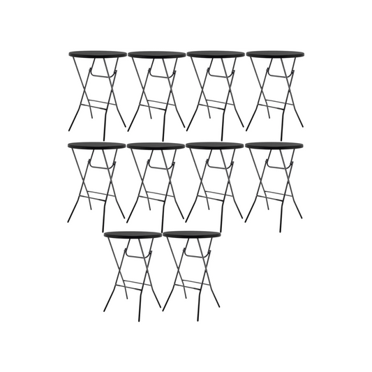 BTExpert 32" Bar-Height Folding Table, 43" Black Granite - Portable Commercial Table for Wedding, Party, Indoor Outdoor - Set of 10