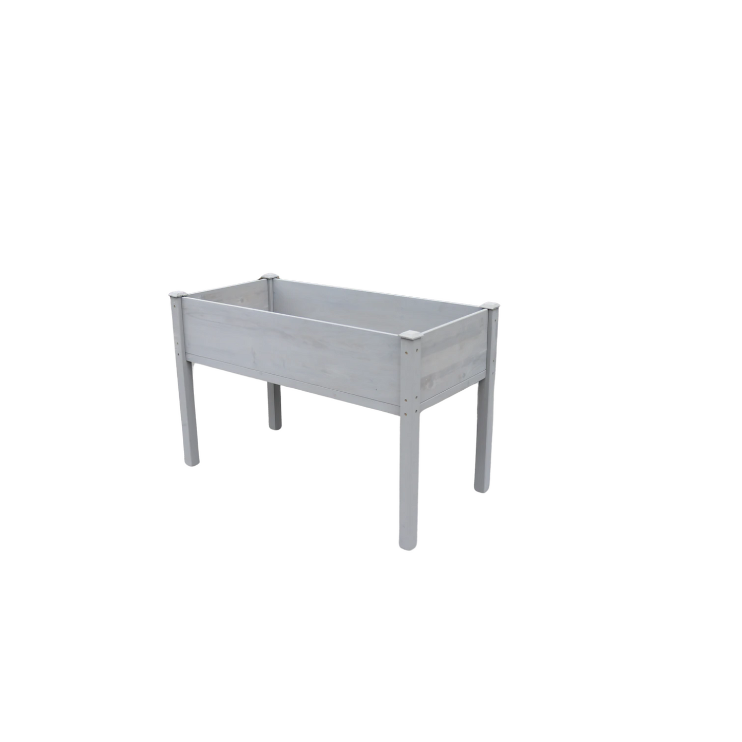 BTExpert 4ft Raised Garden Bed with Legs, 48x24x30in Grey Wood Planter Box with Liner for Vegetables, Flowers, Patio, Balcony
