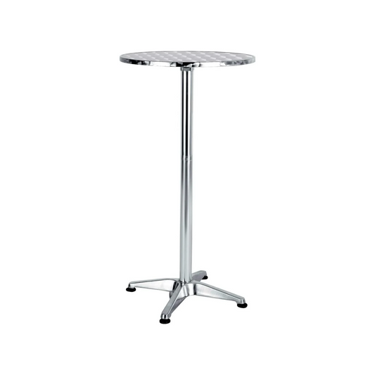 BTExpert Aluminum Indoor Outdoor 23.75" Round Restaurant Bar height 44" Table, Patio Stainless Steel Silver Furniture 25.75" base