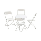 BTEXPERT Folding Card Portable, 24" Round Plastic Table 4 Adult Granite White Commercial Chairs
