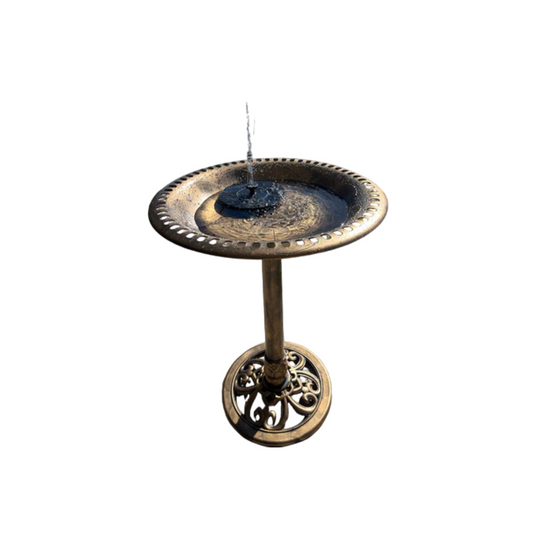 BTExpert - Birdbath Vintage Bronze 28" Outdoor Garden Vintage Yard With Solar Pump Bird Feeder With Multiple Nozzles