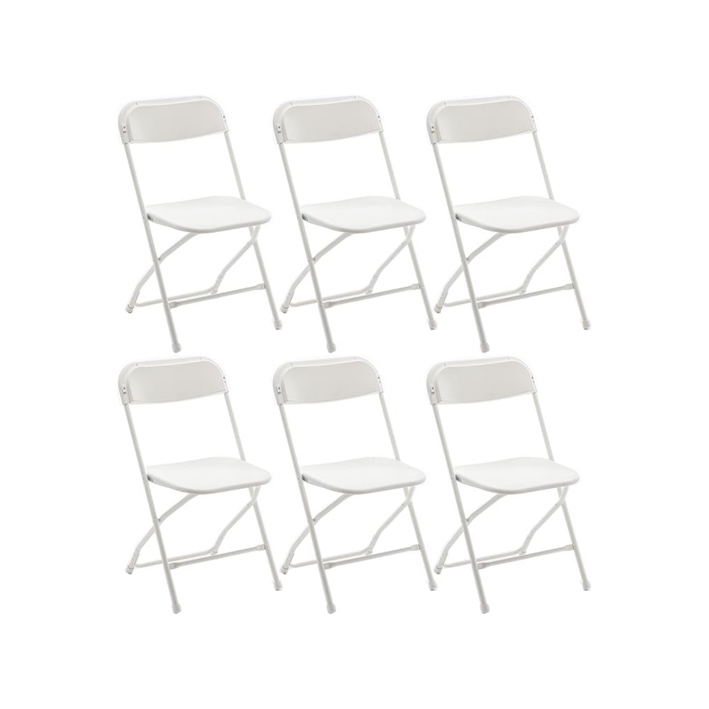 BTExpert Indoor Outdoor White Plastic Folding Chairs Stacking Steel Frame Commercial - Set of 6