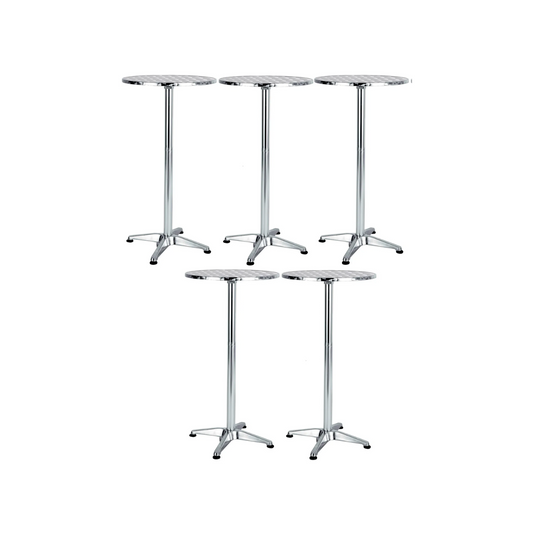 BTExpert 23.75" Round Table Restaurant height 45" Stainless Steel Silver Furniture 25.75" base - Set of 5