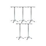 BTExpert 23.75" Round Table Restaurant height 45" Stainless Steel Silver Furniture 25.75" base - Set of 5