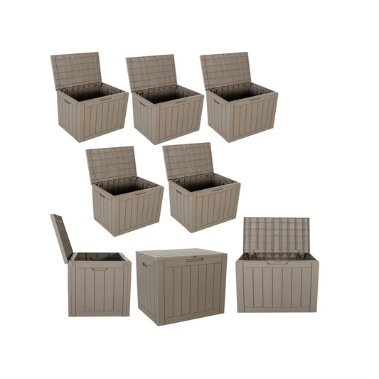 BTExpert Indoor Outdoor Storage Box, 30 Gallon Resin Deck Container for Package Delivery UV - Set of 5