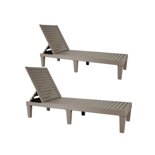 BTExpert Foldable Patio Chaise Outdoor Sun bed Adjustable Backrest for Pool Beach Deck Light Brown