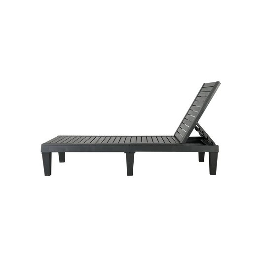 BTExpert Foldable Outdoor Pool Chair Folding Sun bed Reclining Adjustable Backrest for Beach Black