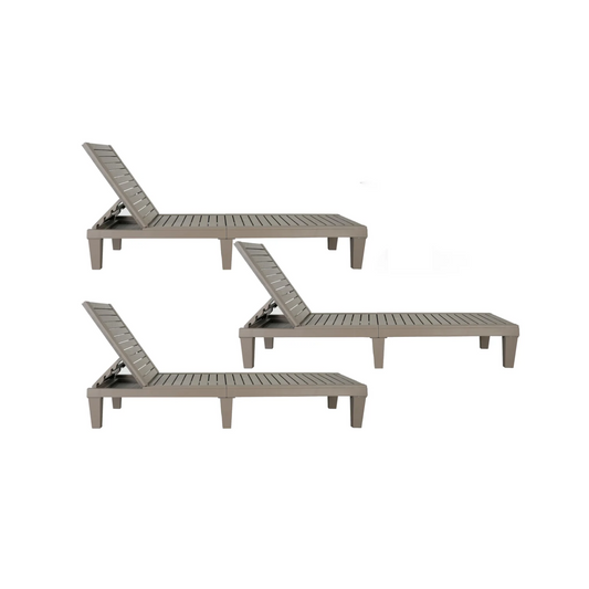 BTExpert Foldable Outdoor Pool Chair Folding Sun bed Reclining Adjustable Backrest 330lb Light Brown