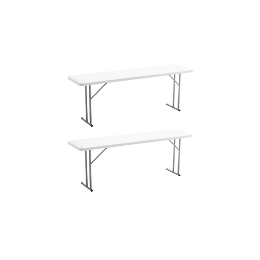 BTExpert 8-Foot 96" long White Plastic Folding Table 18" Wide 29" High indoor outdoor lightweight - Set of 2