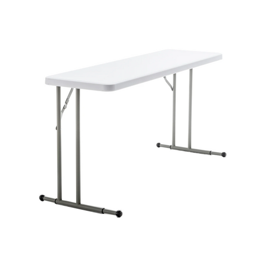 BTExpert 5-Foot - 60" long White Plastic Folding Table Portable 18" Wide narrow, 29" High, events indoor outdoor lightweight