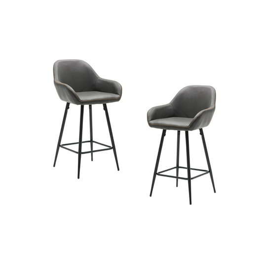 BTExpert Two new Counter Height Barstools 29 inch Bucket Upholstered Dark Gray Accent Dining Bar Chair - Set of 2