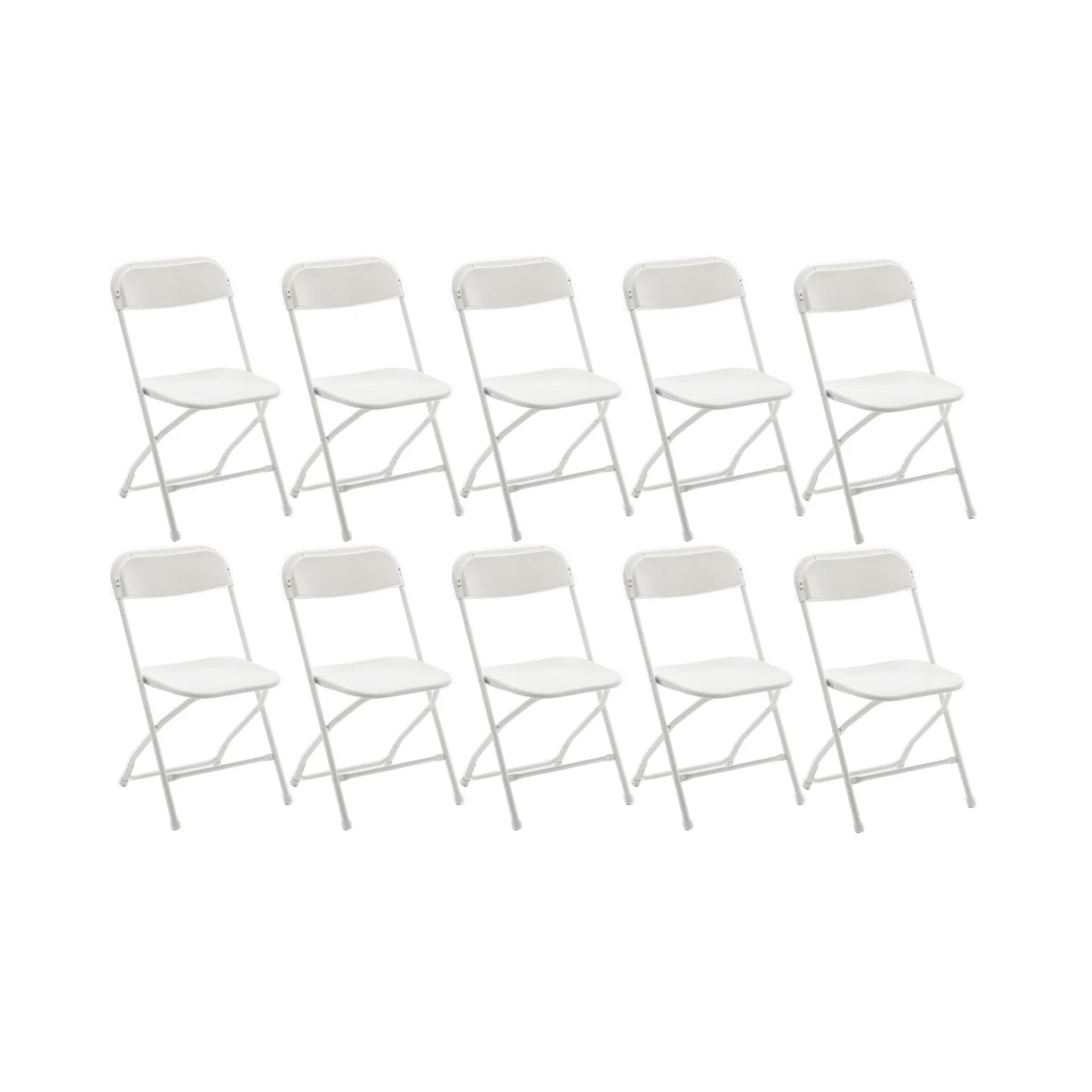BTExpert White Plastic Folding Chair Steel Frame for Office Wedding Kitchen Dining School - Set of 10
